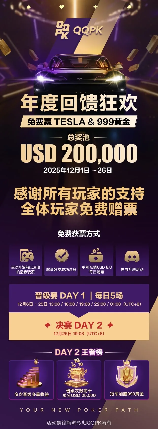 年度回馈狂欢赛 QQPOKER年度最大福利活动